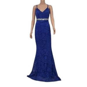 FE FOREVER Women's Royal Blue Lace Maxi Dress‎ Party/Cocktail Size L